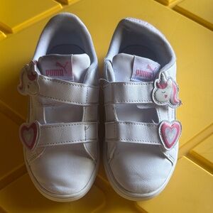 Puma Kids White and Pink Unicorn Sneakers